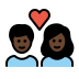 couple with heart, dark skin tone